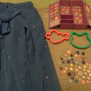 COSPLAY BLUE RHINESTONE CHIFFON SKIRT COLORS BUTTONS COOKIE CUTTERS WARDROBE LOT